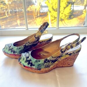 Stuart Weitzman multi-colored wedge.